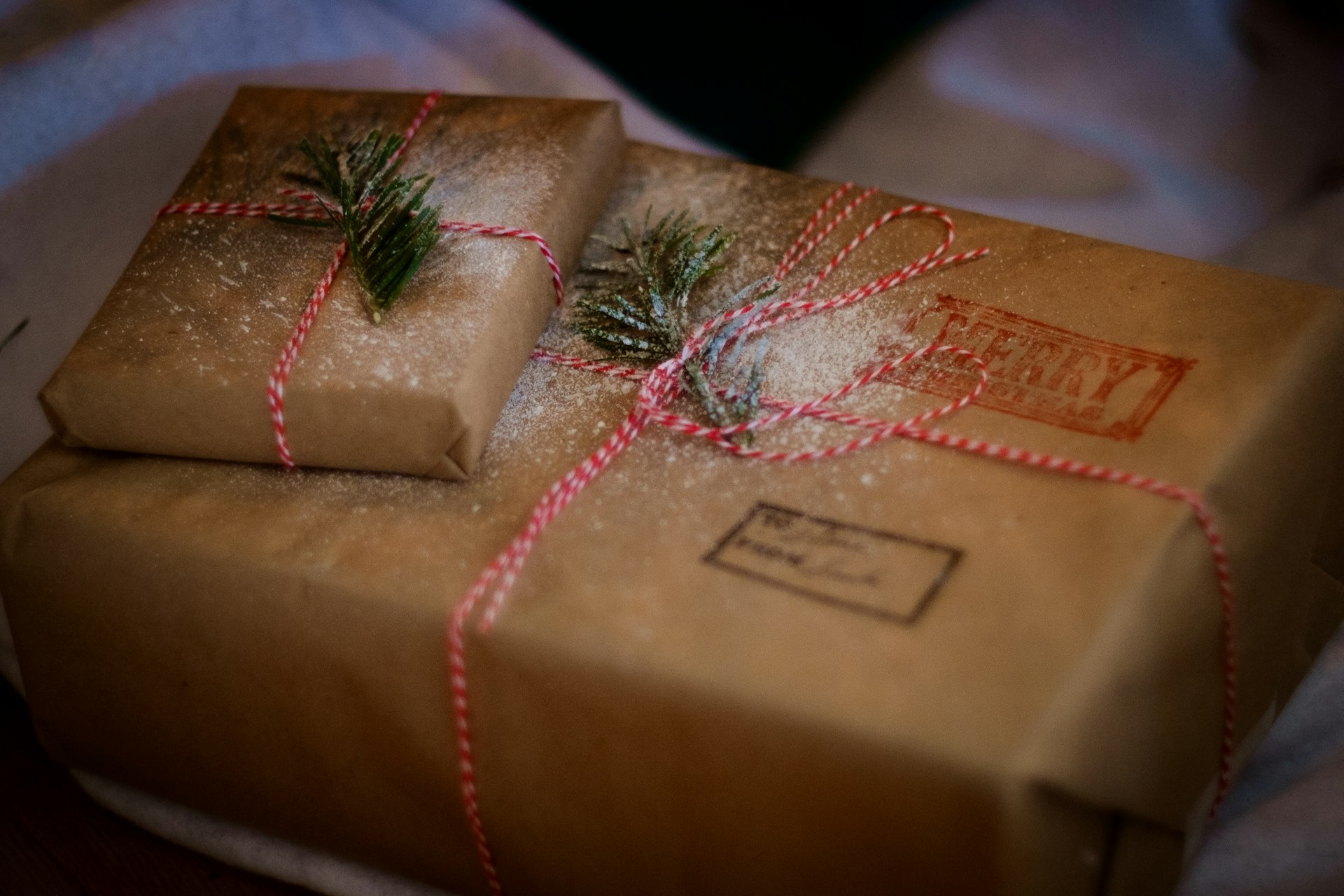 Pakkene ligger trygt i Trygg brown gift box